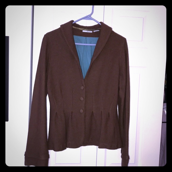 Anthropologie Jackets & Blazers - Anthropologie guinevere boiled wool knit brown peplum jacket EUC 💞